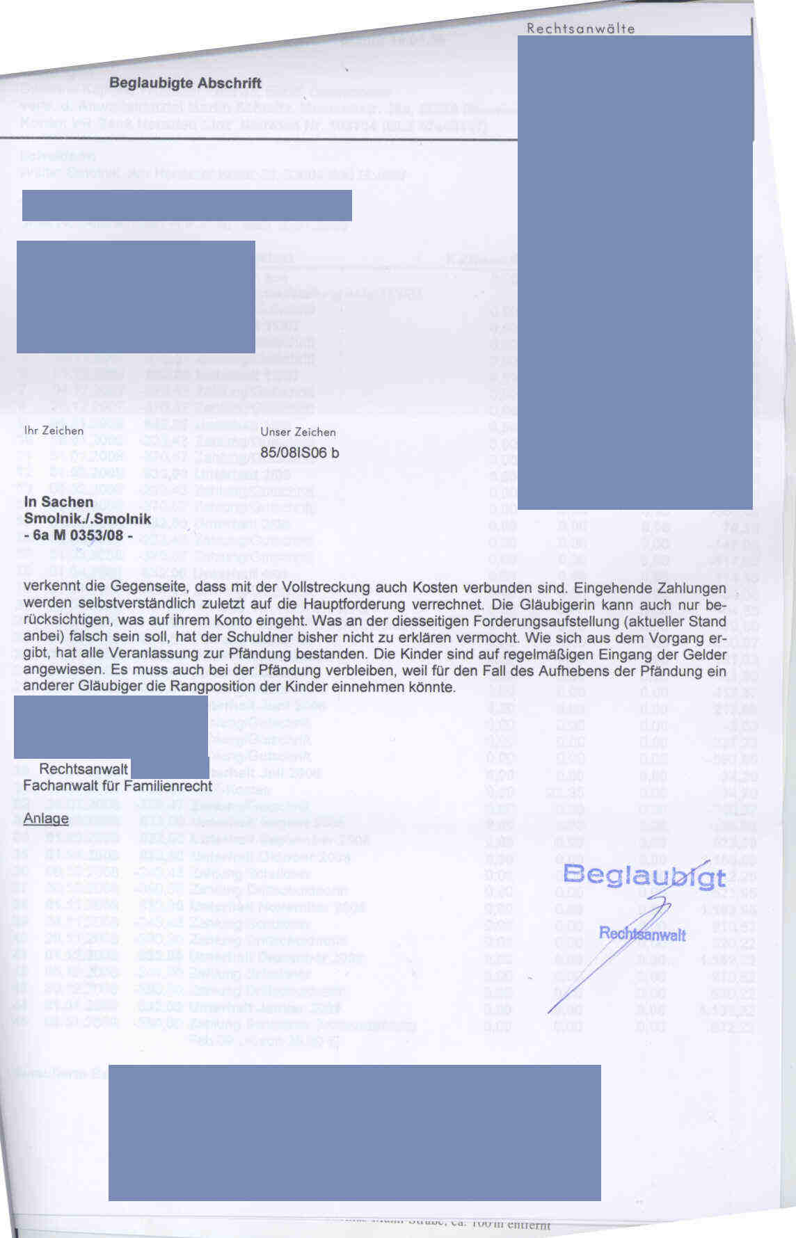 Angebliche Forderung Darstellung RA Schmitz NW 1 Angebliche Forderung Darstellung RA Schmitz NW 1