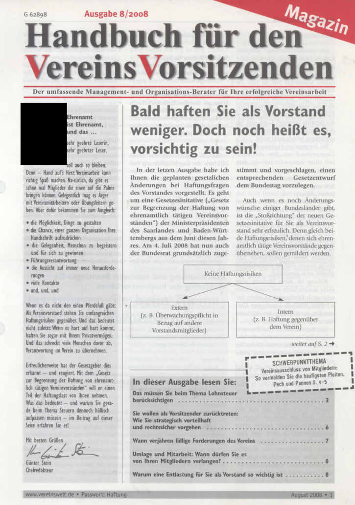 Haftung von Vereinsvorständen Seite 1 klein Haftung von Vereinsvorständen Seite 1 klein