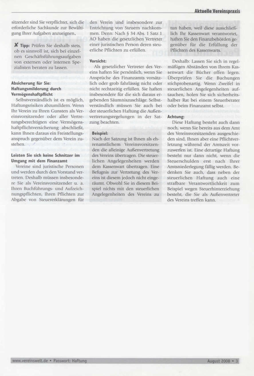 Haftung von Vereinsvorständen Seite 3 klein Haftung von Vereinsvorständen Seite 3 klein
