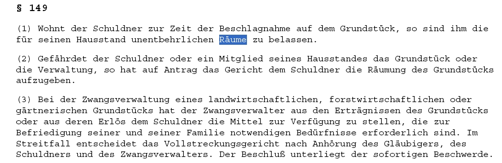  149 Zwangsverwaltungsgesetz