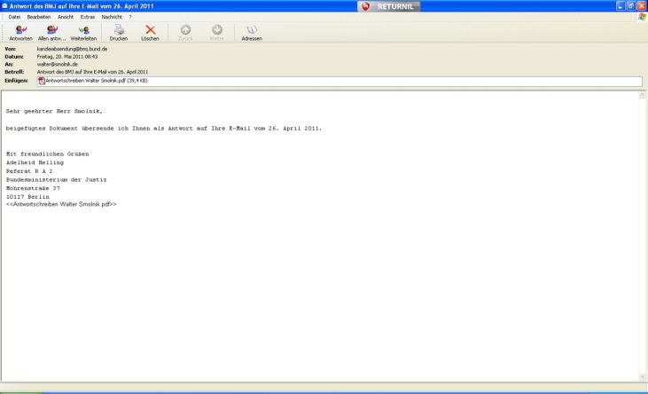 Screenshot Antwortmail BMJ