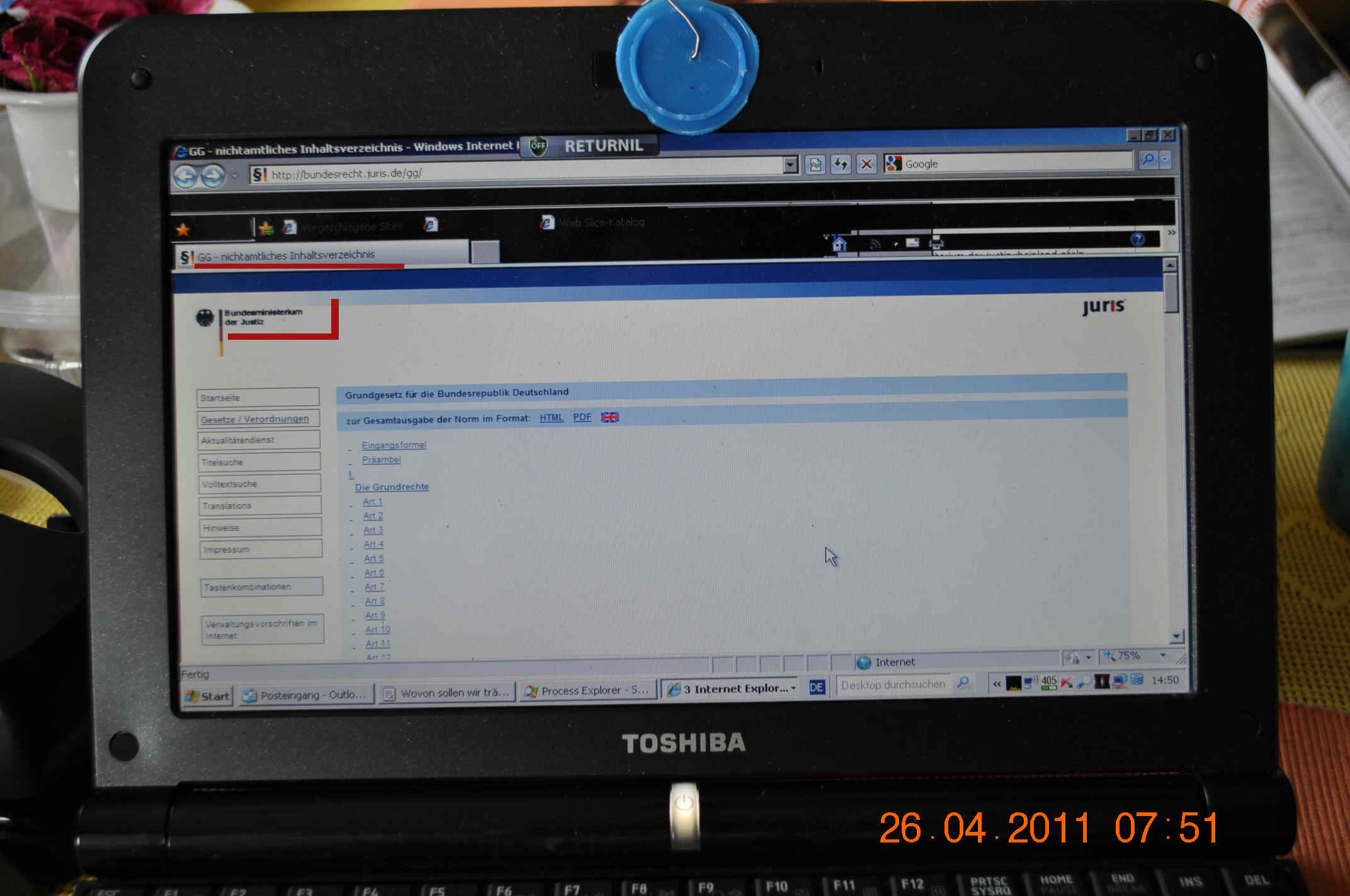nicht amtliches Verzeichnis der Gesetze des BMJ
