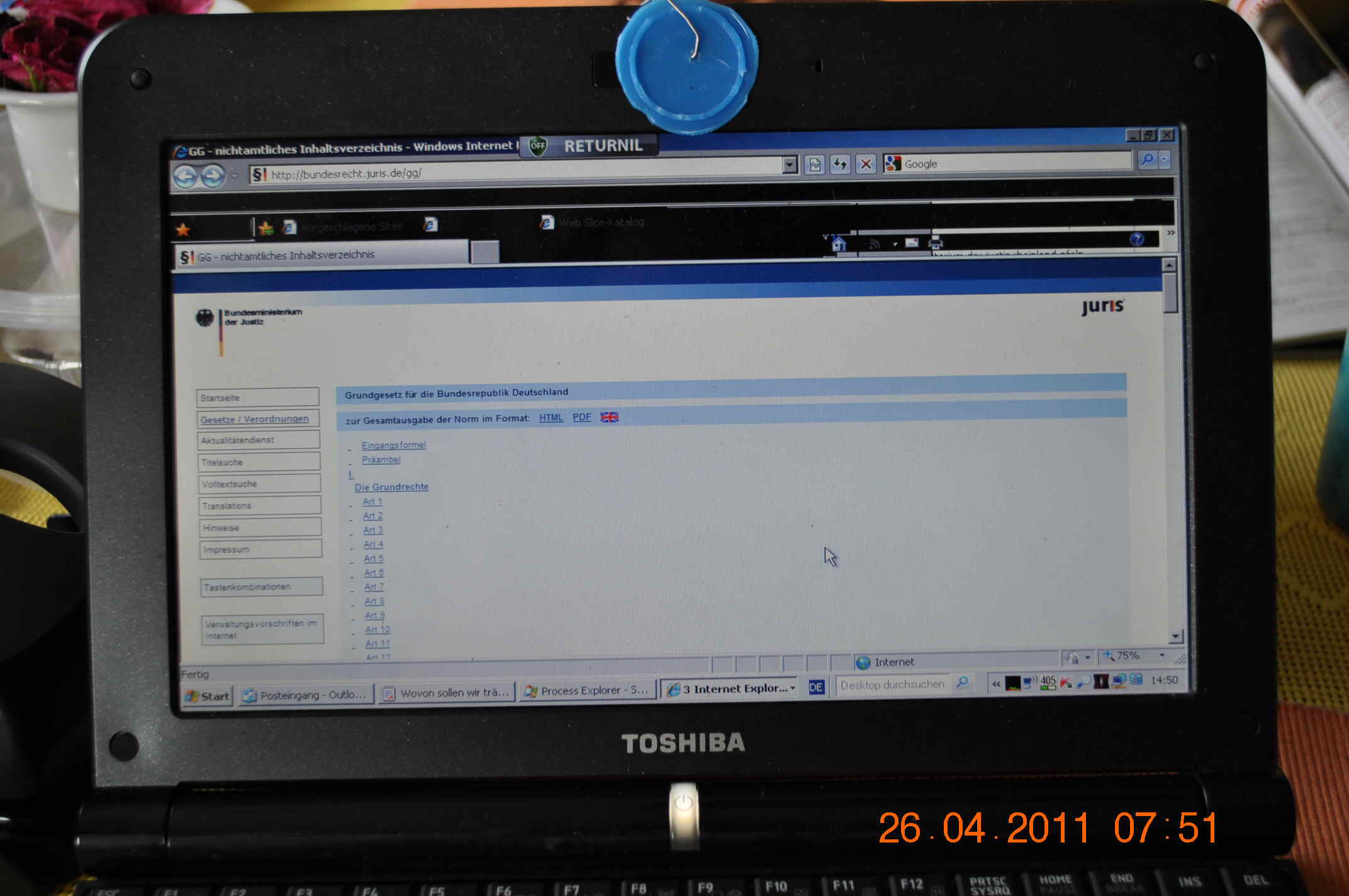 nicht amtliches Verzeichnis der Gesetze des BMJ Original